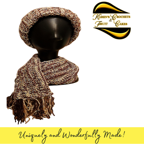 Speckled Brown and White Hat & Scarf Set