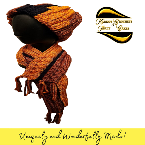 Speckled Cocoa Brown And Biscuit Hat & Scarf Set