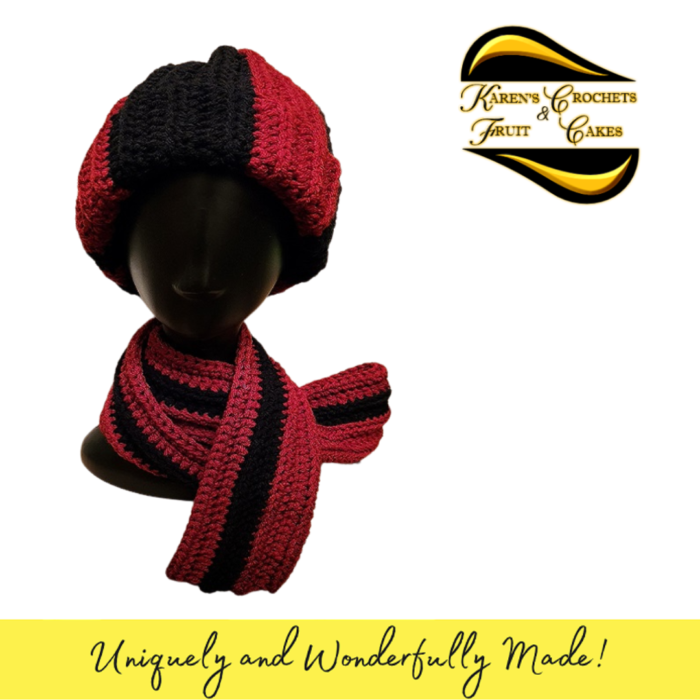 Garnet and Black Hat & Scarf