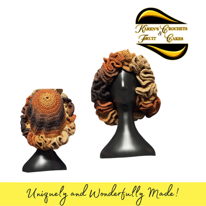 Brown Ombre Ruffled Bucket Hat