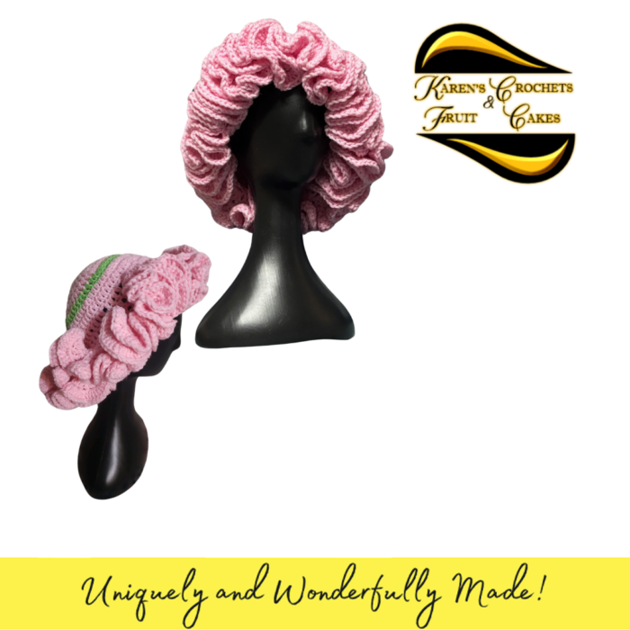 Pink and Green Ombre Ruffle Hat